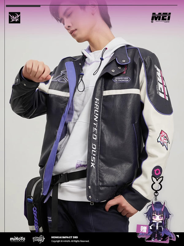 【Genuine】MiHoYo Official Honkai Impact 3 Raiden Mei Themed PU Jacket HERRSCHEER OF THUNDER Doujin Raiden Coat Unisex Top Birthday Gifts