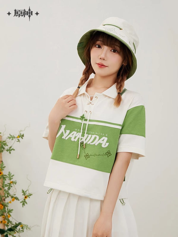 【Genuine】MiHoYo Official Genshin Impact Nahida POLO Shirt Doujin Nahida Theme Grass King Cotton Short Sleeves Lesser Lord Kusanali Gifts