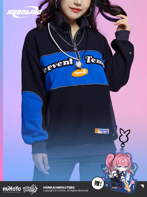 【Genuine】MiHoYo Official Honkai Impact 3 Cosplay 8-BIT Coat Fanatical Blues Doujin Couple Hoodies Hip Hop Top Unisex Birthday Xmas Gifts