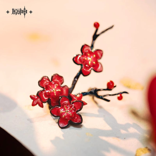 【Genuine】Hutao Brooch Official Genuine Game Genshin Impact Hu Tao Theme Impression Series Brooch Plum Blossom PINs Doujin Birthday Gifts