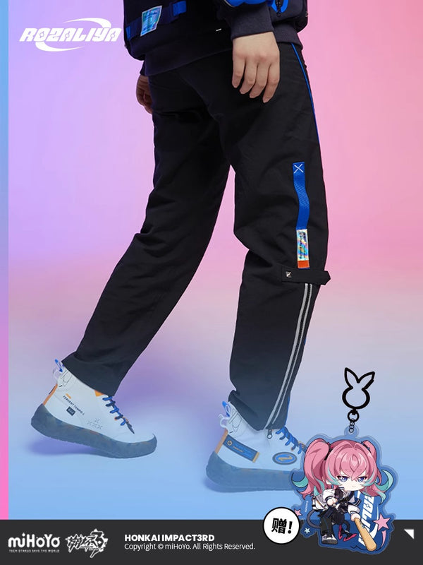 【Genuine】MiHoYo Official Honkai Impact 3 Cosplay 8-BIT Black Casual Trousers Doujin Fanatical Blues Theme Couple Pants Birthday Gifts