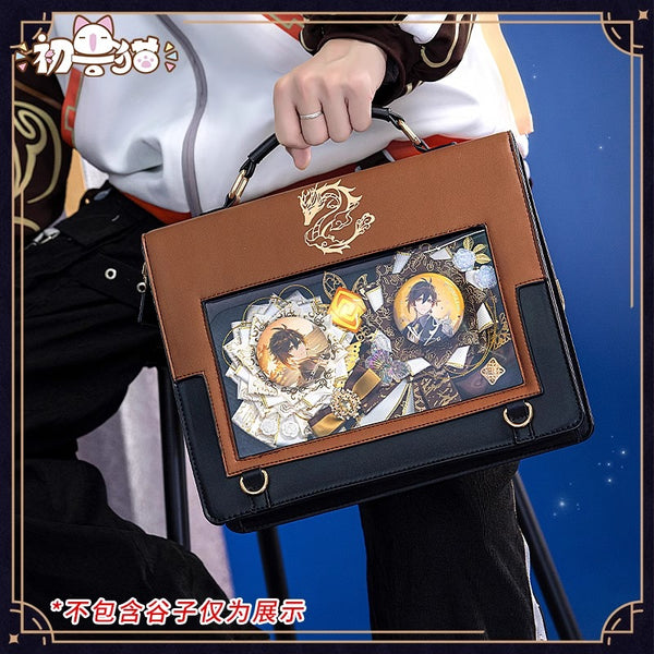 Zhongli Tartaglia Kaveh Nahida Kamisato Ayaka Yaemiko Bag Genshin Impact Doujin Focalors Satchel Bag Messenger Commuter Bag Cosplay Backpack Doujin WaterGod Zhong li KamisatoAyaka Yae miko  Leather Bag